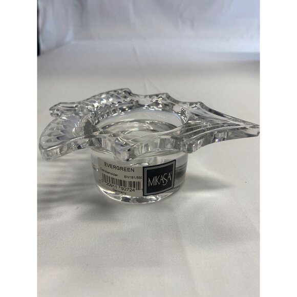Vintage Mikasa Evergreen Tealight Candleholder Crystal Clear Cut Glass NEW - Picture 11 of 13